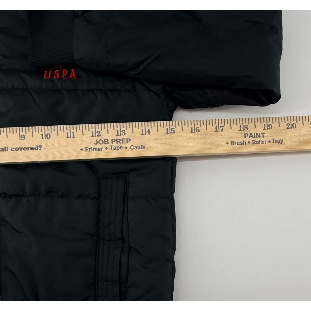 U.S. Polo Assn Boys Puffer Jacket‎ XS 4-5 Black Hooded Full Zip Winter Coat